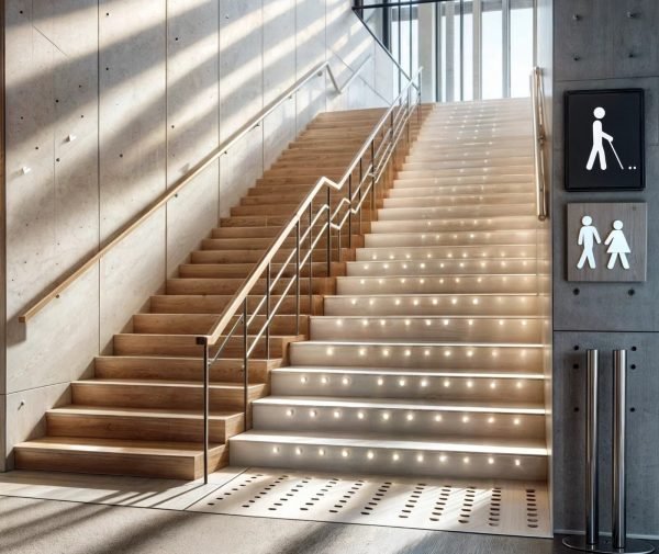 سلم بإشارات توجيهية لضعاف النظر وذوي الإعاقة البصرية